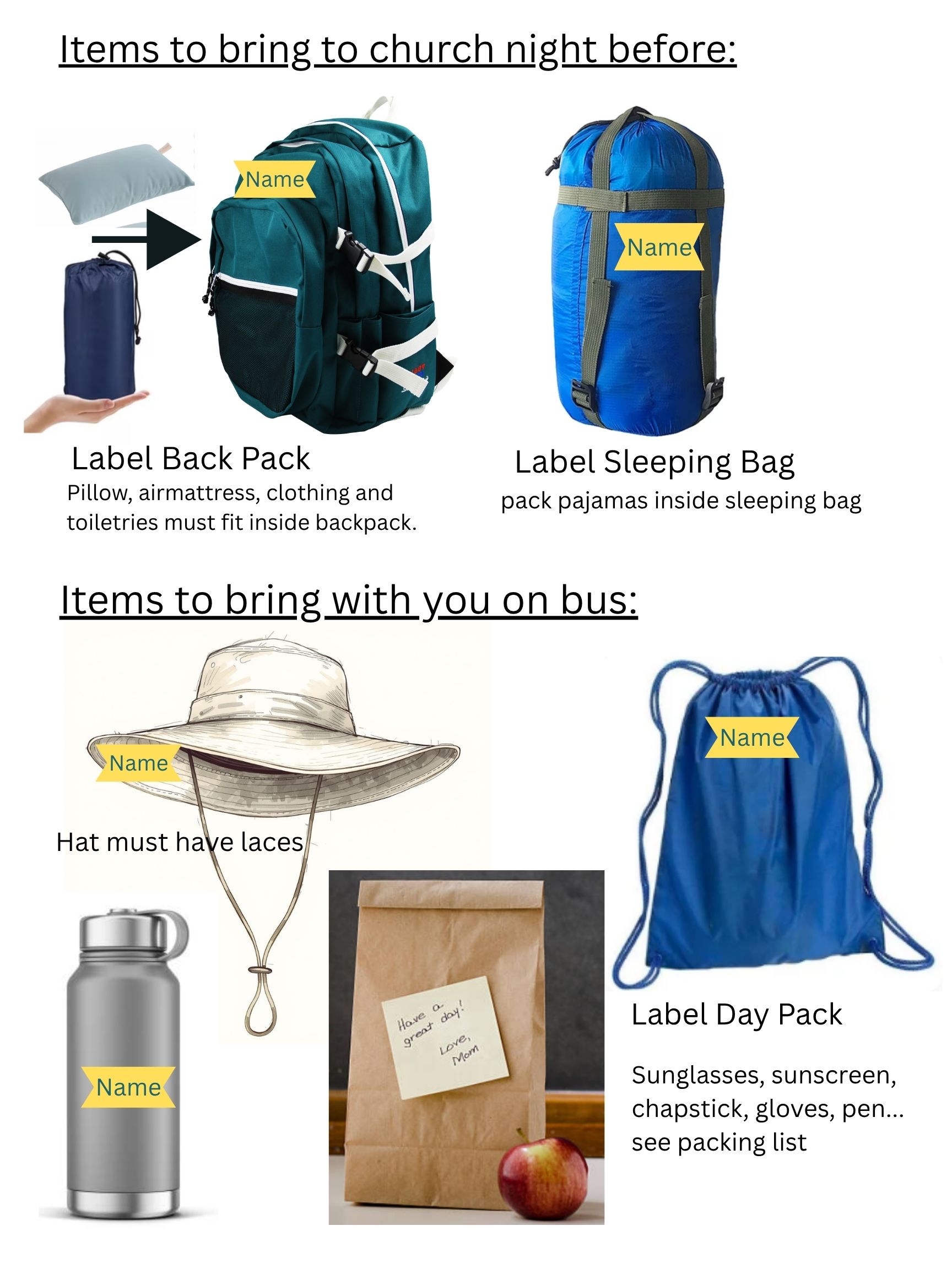 packing list examples